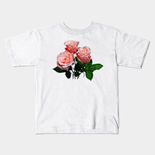 Three Light Pink Roses Kids T-Shirt